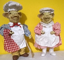 Vintage 1989 Possible Dreams Londonshire Pig Chef Baker Wendy Walter Pair AS IS picture