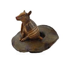 Small Texas Armadillo Inside Old Cowboy Hat Figurine Table Decor Rustic Western picture