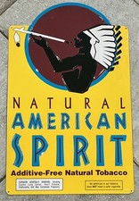 VINTAGE 90s NEW Natural American Spirits Cigarette Tobacco Metal Tin Sign 19x12