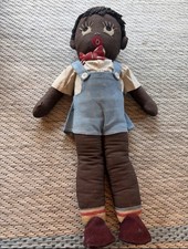 Antique Folk Art Black Americana Boy Rag Doll Vintage Doll picture