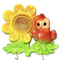 VTG 1974 Miller Studio Chalkware Sunflower Bird Wall Plaque Key Holder Kitsch picture