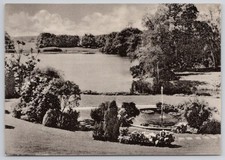 RPPC Gisselfeld Park Haslev Denmark Fountain Lake Vintage Photo Postcard picture