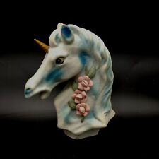 Vintage Aldon Unicorn Porcelain head bust Figurine flowers 4.5