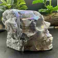 585g electroplate Natural sphalerite hand carved skull decor gem Healing gift picture