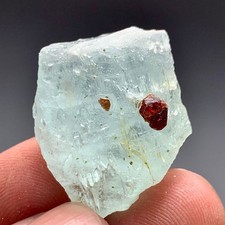 55 CT Terminated Natural Aquamarine Combine with Garnet Crystal From  Pakistan picture