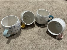 Anthropologie Leah Reena Goren Cat Study Stoneware Mugs Set of 4 Multi-Color picture