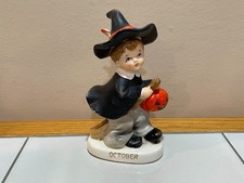Vintage 1950’s Lefton (Boy Warlock) October/Halloween Figurine 2300 Pumpkin Read picture