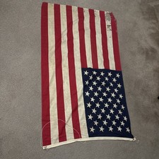Vintage American Flag 50 Stars 3X5, Damaged Torn Holes picture