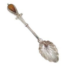 Antique Victorian Inlaid Tigers Eyes Stone Nepal Souvenir Spoon picture