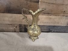 Vintage Italy Brass Pitcher Floral Flower picture