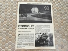 PORSCHE 356 B CARRERA 2 LITER FOUR CAM ENGINE R&T ARTICLE BROCHURE 1962 picture