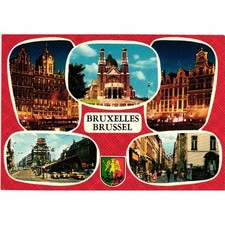 Vintage Brussels Belgium Multi-View Postcard Vita Nova BR 1 Grand Place Basilica picture