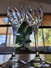 RARE 2x Mikasa Crystal Rendezvous Wine Glasses | Gold Trim Swirl Cut | 8.5