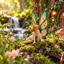 Fairy Garden Miniature Fae Floral Butterfly Wing Woodland Micro Pixi Figurine   picture