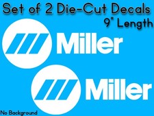 2X MILLER WELDER WIDE 9''x3.7'' DECAL STICKER ORACAL651 USA MADE WHITE VINYL picture