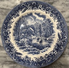 Churchill Currier & Ives Blue White Winter 8