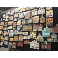 Large Collection of The Cat's Meow Village Wooden Shelf Sitter 75+ Pieces picture