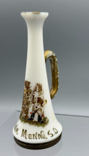 1907 MENNO SD Teddy ROOSEVELT BEARS Glass CANDY CONTAINER Horn Antique E&A 313 picture