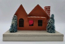 Vtg 1950s Putz Cardboard Christmas House 4.5
