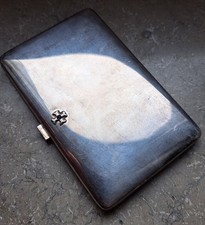 Vintage Sillem’s 925 Sterling Silver Cigarette Case Italian Arezzo 86g Sapphire picture