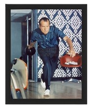 PRESIDENT RICHARD NIXON BOWLING 8X10 GLOSSY FRAMED PHOTO picture