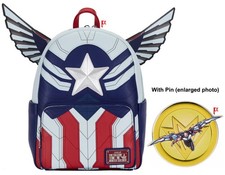 Loungefly Marvel Falcon Captain America Cosplay Mini Backpack & Pin Disney Parks picture