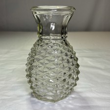 Vintage 1982 FTD Pineapple Shaped Diamond Point Pressed Glass 5.5