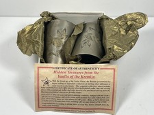 Hidden Treasures From The Kremlin Vault USSR Pair Silver Shot Glasses picture