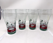 VTG 1980s Coca-Cola Christmas Glasses, Set of 4 Libbey 16oz Pine Cone Tumblers picture