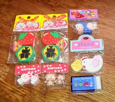 Japan Eraser LOT | *Vintage* Sanrio SunStar Kintaro Kitty Bunny Ninja Fruit WOW picture