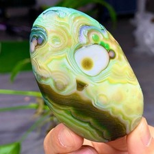 113G Rare Natural Gobi Agate Eye Agate/Crystal PalmStone Madagascar picture