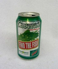 Vtg Mountain Dew CABELAS Find The Fish Promotional 12 oz EMPTY can 2001 MT DEW picture