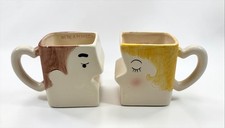 Vintage J.S.N.Y. “We're A Perfect Match” Interlocking Kissing Couple Mug Set picture