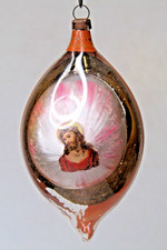 Antique VTG Unsilvered Glass Indent Diorama STAR JESUS Drop Christmas Ornament picture