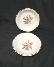 Scio HAZEL Dessert Bowls Pink Yellow Blue Floral Gold Trim 5.25