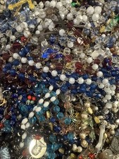 *HUGE LOT OVER 14 LBS. OF BROKEN & DAMAGED ROSARIES CATHOLIC PRAYER BEADS WOW picture