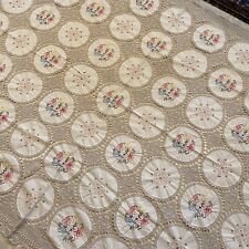Beautiful Vintage Floral Stitched Lace Tablecloth 96” by 63” Craft picture