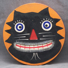Vintage Rick Conant Style Folk Art Black Cat Halloween Box Reproduction picture