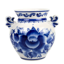 Gzhel Porcelain Vase Russian Blue White Pottery Gjel Flower Vase Гжель 4x5