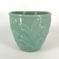 Vintage Jardiniere Planter Pot Cachepot Porch Jar Stoneware Turquoise Blue picture