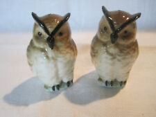 Vintage porcelain owl figurine salt & peppers shakers, 2 3/4