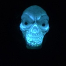 Gothic Shrunken HANGING BLACK HOODED SKULL Flashing Lights Halloween Decoration picture