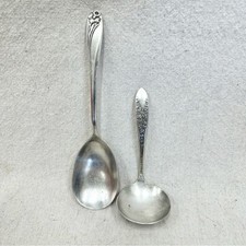 Vintage 1847 Rogers Daffodil serving spoon & National Silver Co ladle servewear picture