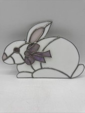 Stained Glass White Bunny Suncatcher Easter Bunny 6” L x 9” W picture