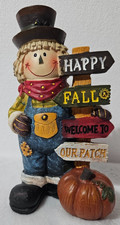 Happy Fall Harvest Scarecrow Pumpkin Patch Figurine/ Thanksgiving Fall Decor picture