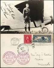 RPPC Charles Lindbergh From Little Falls Minnesota with LF Railway Cancel 1927 picture