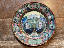 Antique William Taft and James Sherman Political Tin Litho Plate Republican 1908 picture