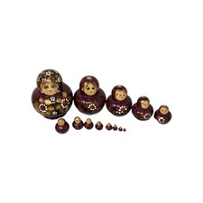 VTG Handmade Hand-Painted Russian Matryoshka Wooden Nesting Dolls 13pc Signed picture