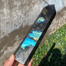 1190G Rare labradorite crystal  obelisk  tower wand point healing picture