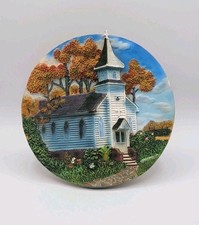 Vintage E.D.C 3D Church Plate/Plaque Fall Scene W/Easel Approx. 8 3/4